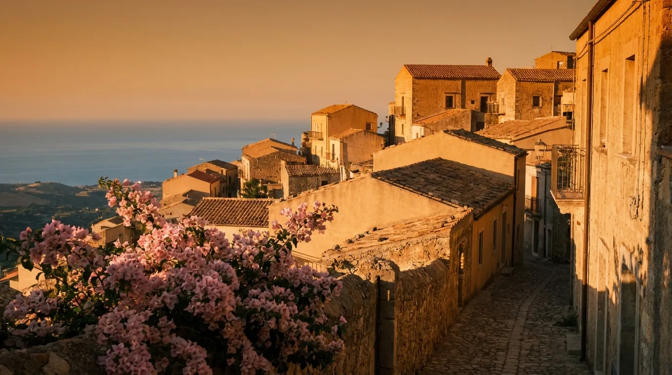 Sizilianisches Dorf in der goldenen Stunde