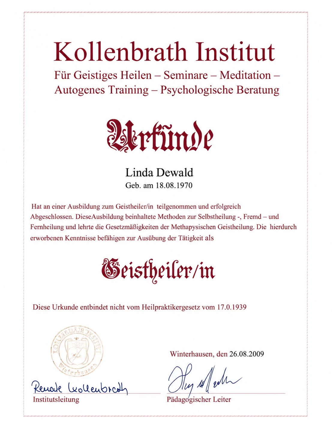 Ausbildung Geistiges Heilen